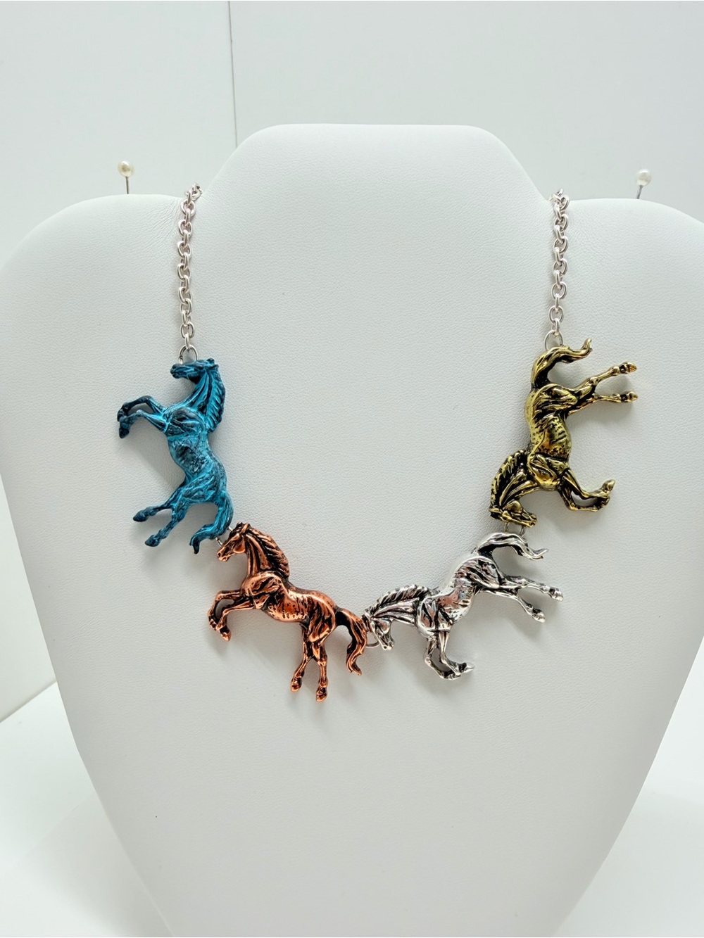 Multicolor Horse Link Necklace Charm Necklace